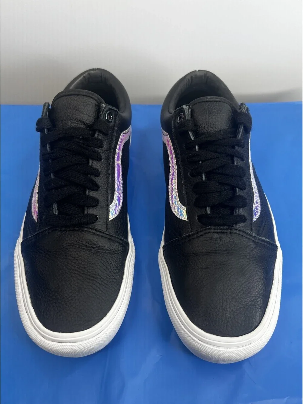 Vans Old Skool Black Iridescent Holographic Stripe Shoes Men 8 Women 9.5